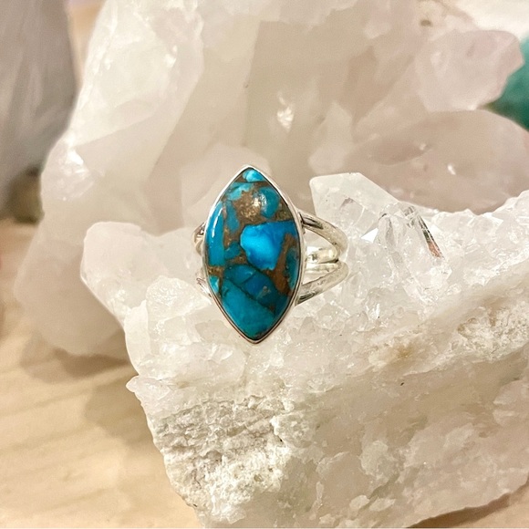 Jewelry - Blue Copper Turquoise Solid Sterling Silver Ring Size 6.5